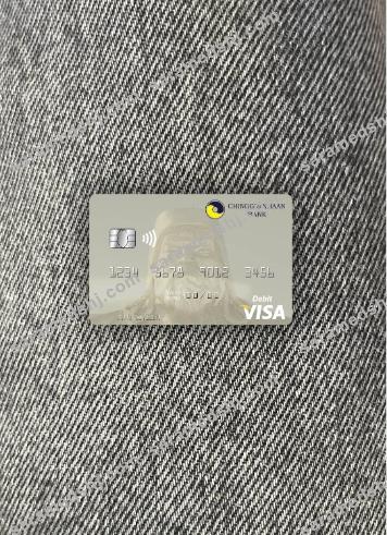 Mongolia Chinggis Khaan Bank visa debit card photolook front
